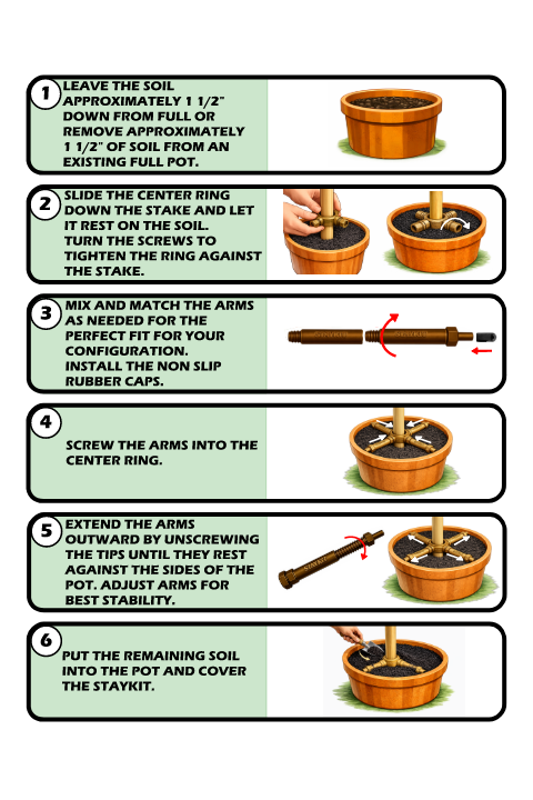 STAYKIT Standard plant stake support- adjusts from 8" to 16" (1 Pack)