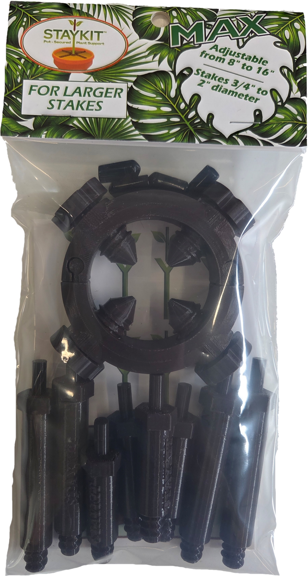 STAYKIT Standard MAX plant stake support- adjusts from 8" to 16" Fits 3/4" to 2" stake and moss poles