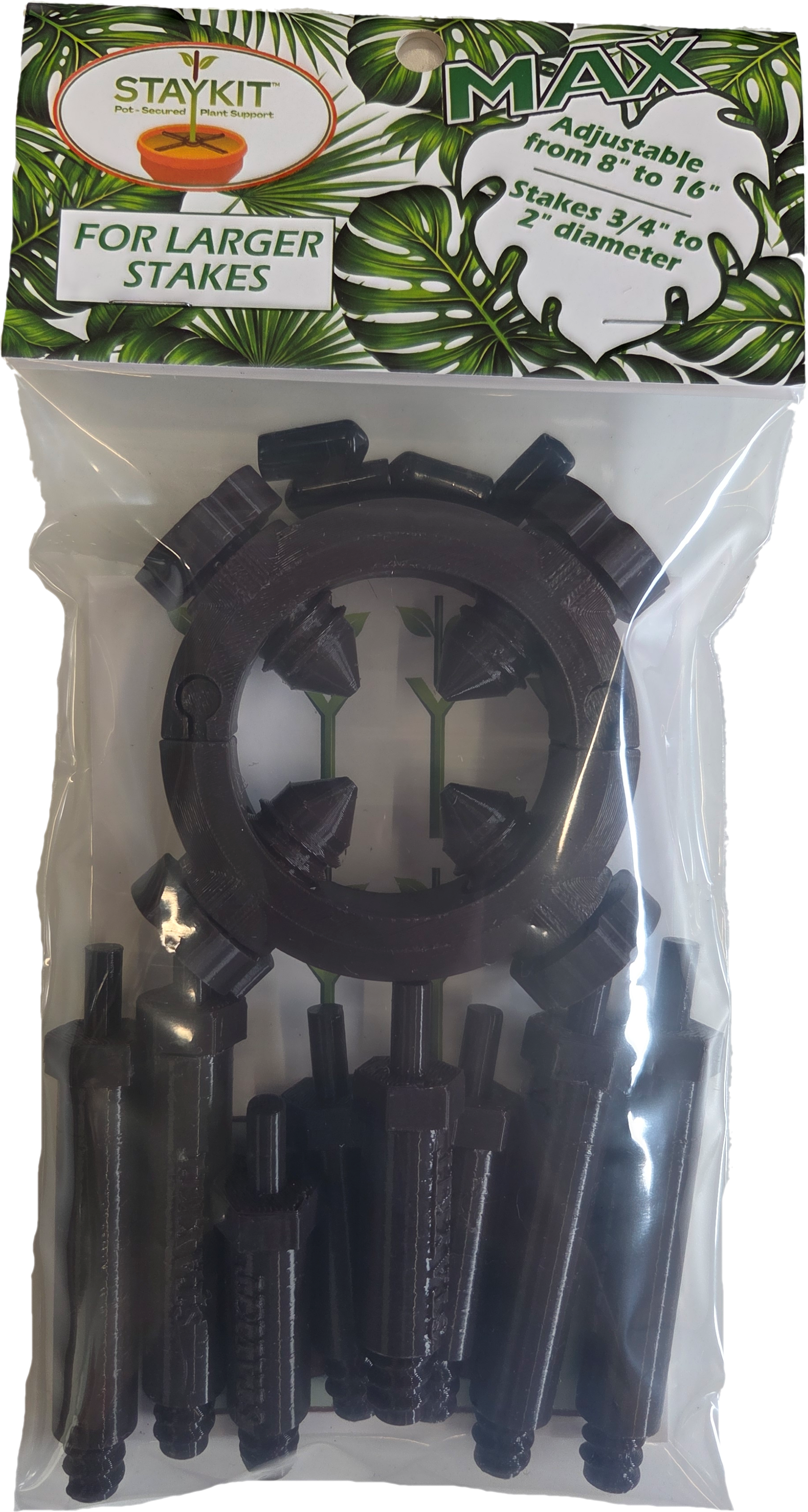 STAYKIT Standard MAX plant stake support- adjusts from 8" to 16" Fits 3/4" to 2" stake and moss poles